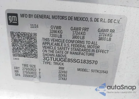 2025 GMC Sierra 1500 4Wd Short Box Denali из США, поврежденный, VIN 3GTUUGE85SG183570